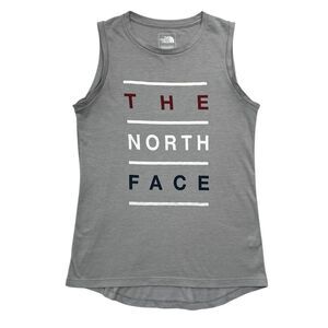 The North Face Tank Top Women's Size Small Gray Red White & Blue‎ Graphic Tank